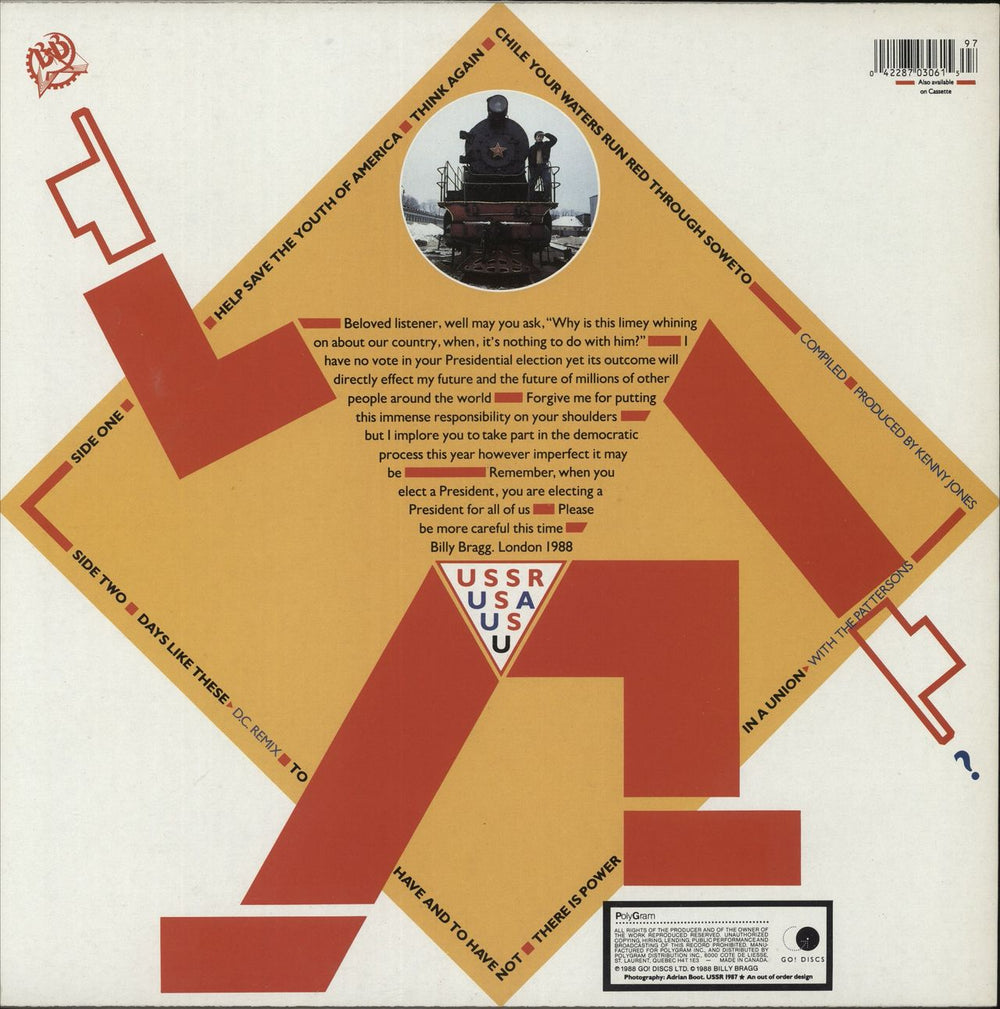 Billy Bragg Help Save The Youth Of America EP Canadian 12" vinyl single (12 inch record / Maxi-single) 042287030615