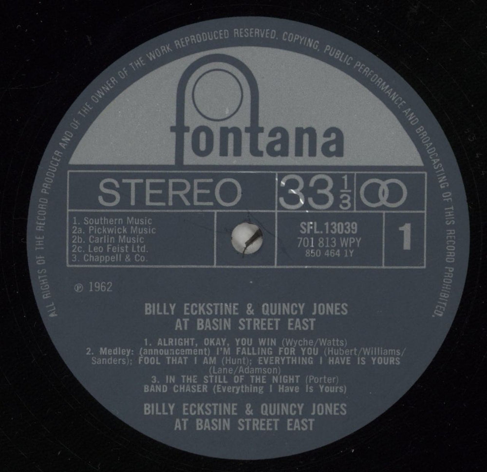 Billy Eckstine At Basin Street East UK vinyl LP album (LP record) EKTLPAT642769