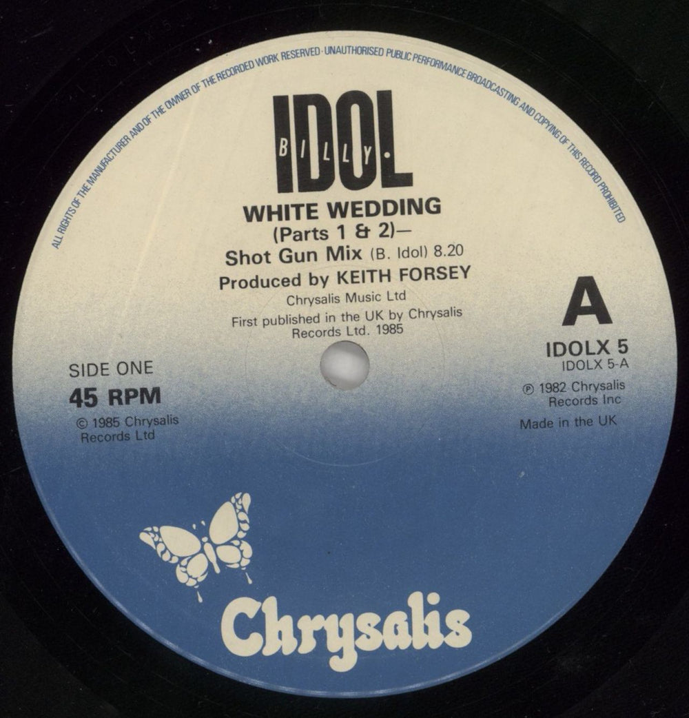 Billy Idol White Wedding - Black Vinyl UK 12" vinyl single (12 inch record / Maxi-single) IDO12WH51899