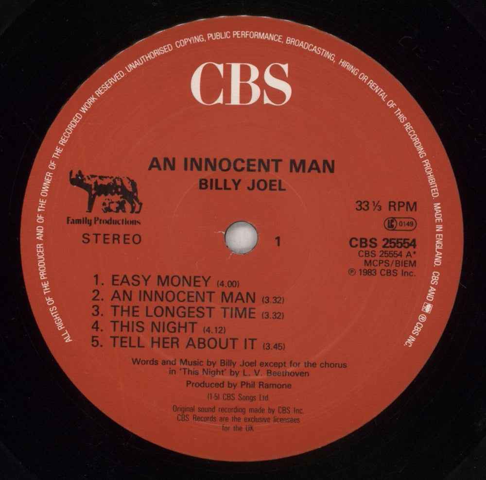 Billy Joel An Innocent Man UK vinyl LP album (LP record) BLYLPAN359313