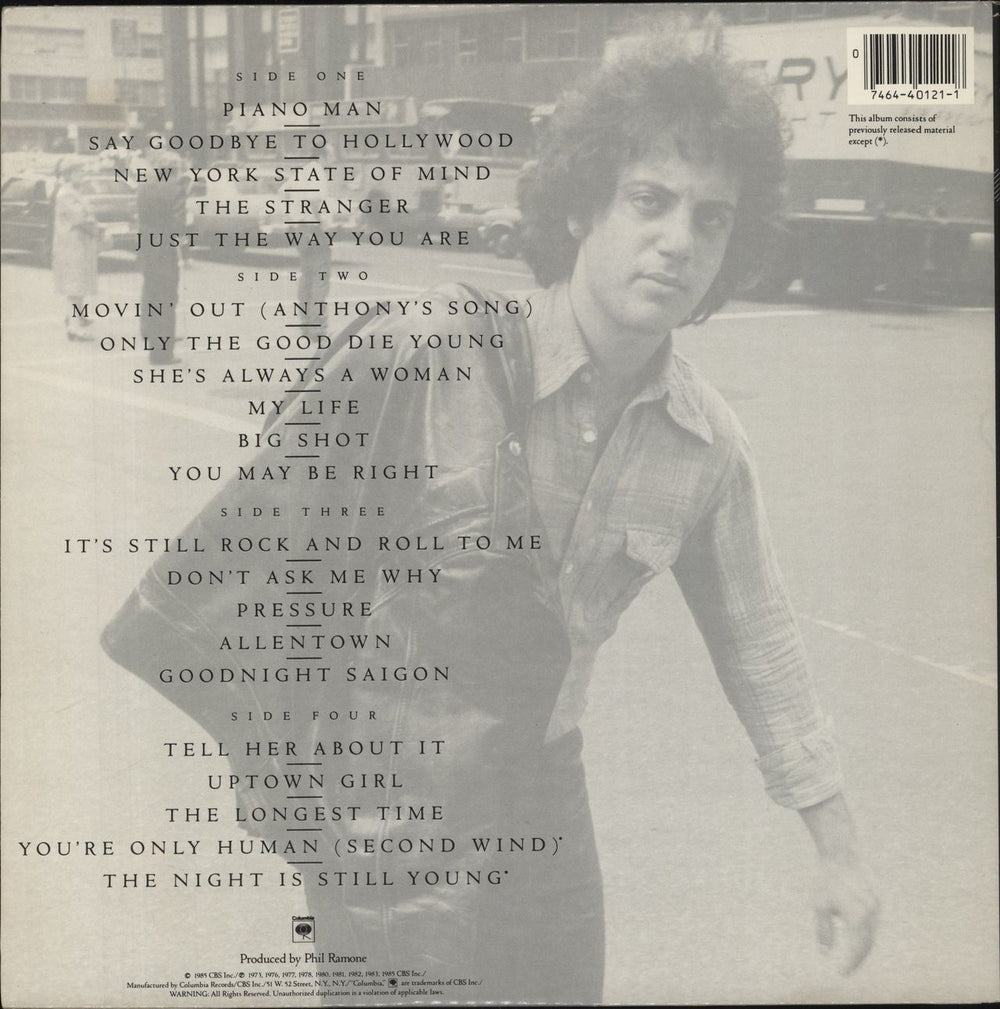 Billy Joel Greatest Hits - Volume I & Volume II US 2-LP vinyl record set (Double LP Album)