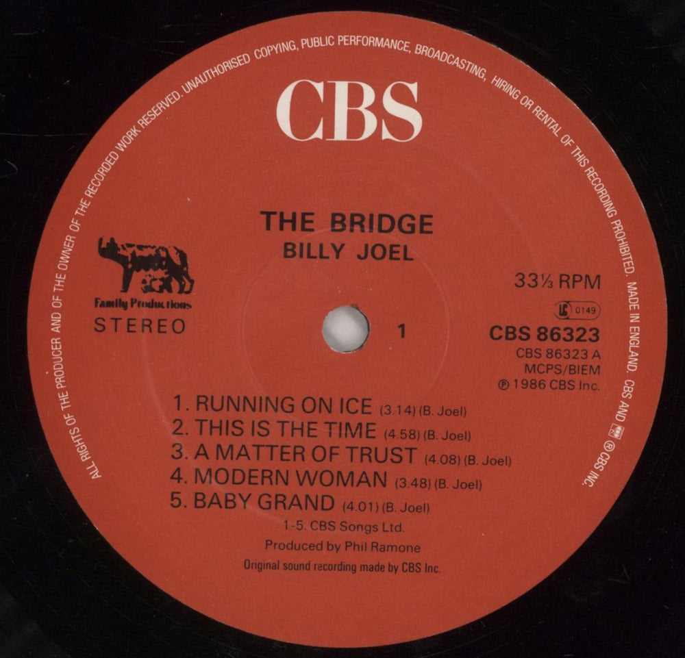 Billy Joel The Bridge UK vinyl LP album (LP record) BLYLPTH298741
