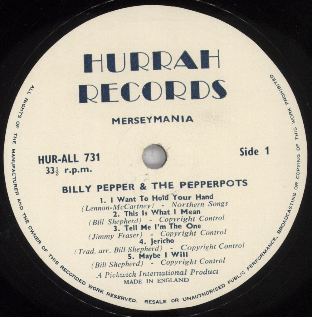 Billy Pepper & The Pepperpots Merseymania UK vinyl LP album (LP record) BWBLPME842043