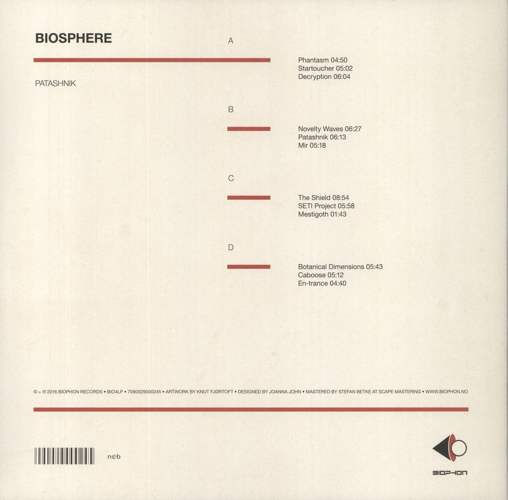 Biosphere Patashnik Norwegian 2-LP vinyl record set (Double LP Album) 7090029000245