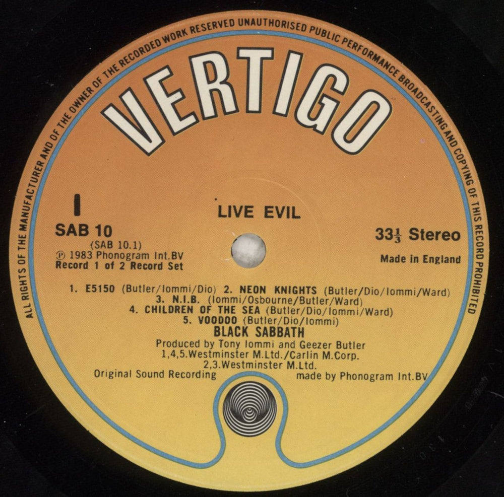 Black Sabbath Live Evil - EX UK 2-LP vinyl record set (Double LP Album) BLK2LLI303872