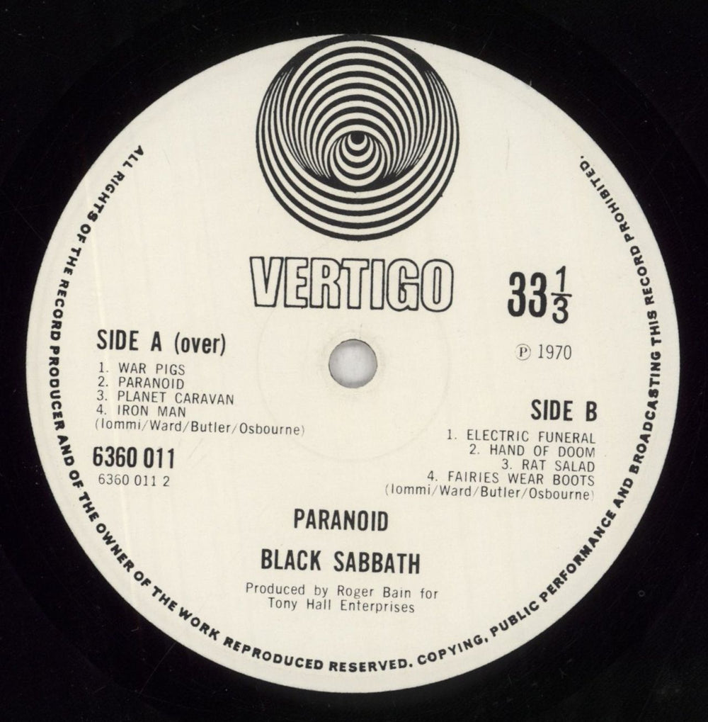 Black Sabbath Paranoid - 3rd - VG UK vinyl LP album (LP record) BLKLPPA583059