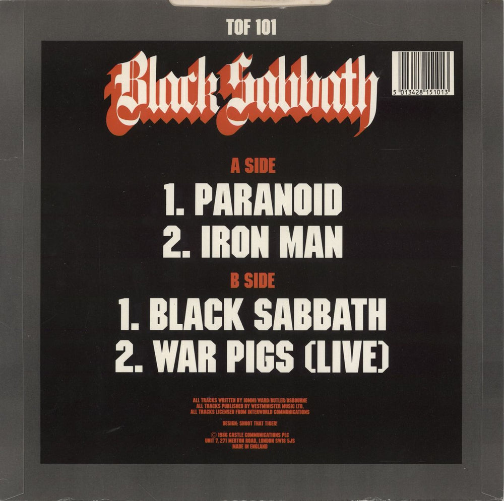 Black Sabbath Paranoid UK 12" vinyl single (12 inch record / Maxi-single) 5013428151013