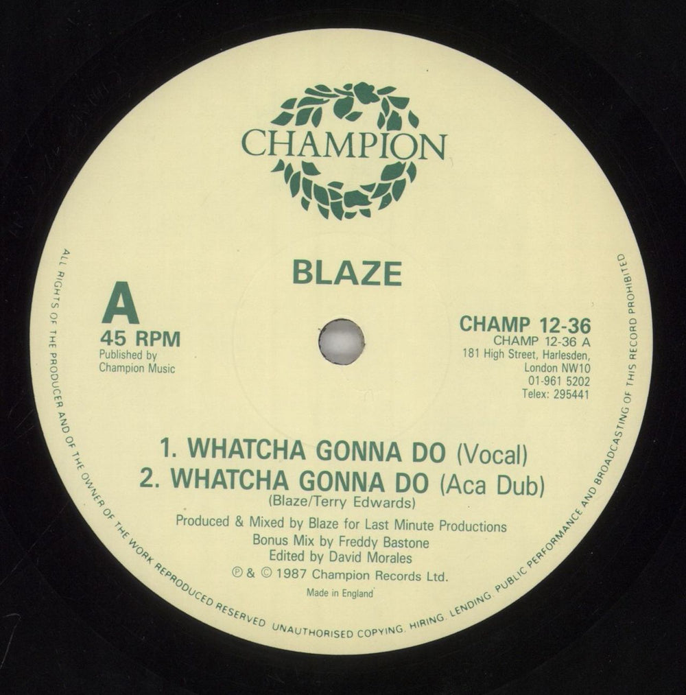 Blaze Watcha Gonna Do UK 12" vinyl single (12 inch record / Maxi-single) H4F12WA860643