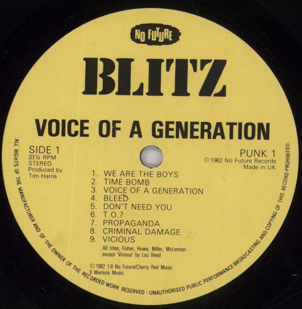 Blitz Voice Of A Generation - VG - Merch Insert UK vinyl LP album (LP record) BLILPVO848453