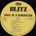 Blitz Voice Of A Generation - VG - Merch Insert UK vinyl LP album (LP record) BLILPVO848453