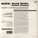 Bloch Bloch: Sacred Service (Avodath Hakodesh) UK vinyl LP album (LP record)