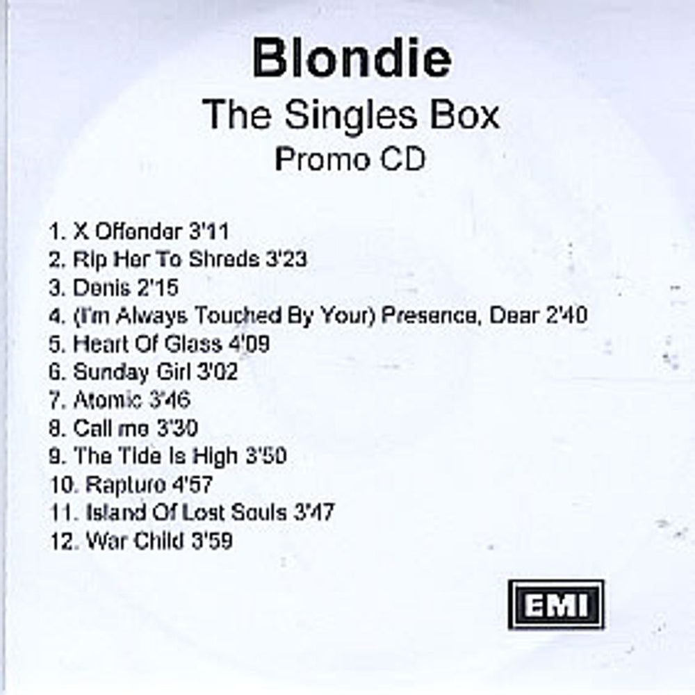 Blondie The Singles Box - Sampler UK Promo CD-R acetate CD-R ACETATE