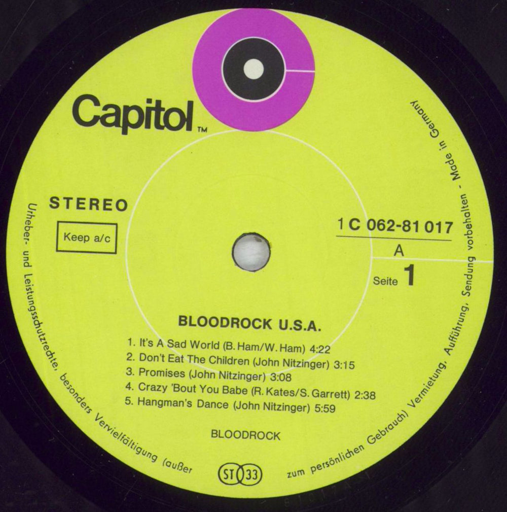 Bloodrock Bloodrock U.S.A. - 1st German vinyl LP album (LP record) ZLPLPBL833428