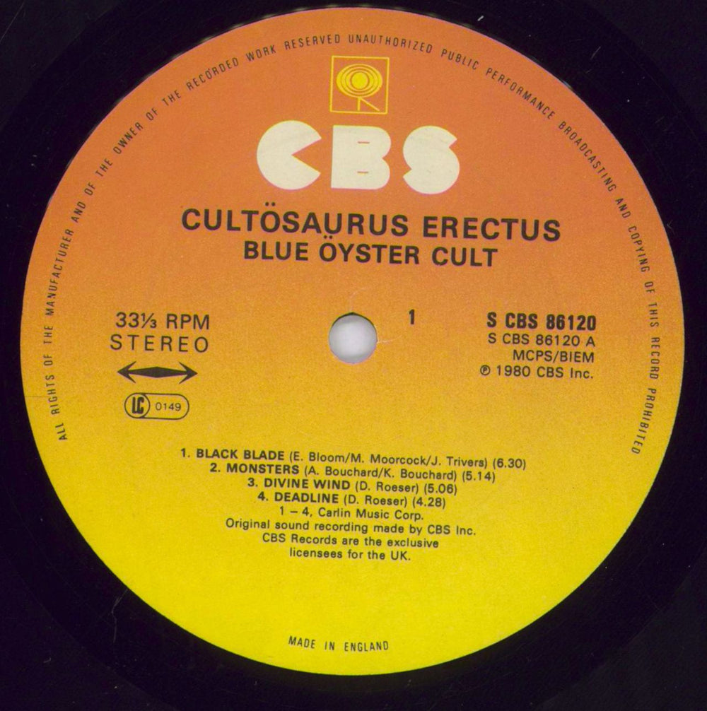 Blue Oyster Cult Cultosaurus Erectus - Promo Stamped UK Promo vinyl LP album (LP record) BOCLPCU831309