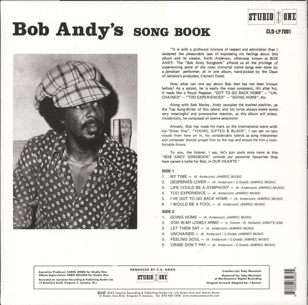 Bob Andy Bob Andy's Song Book US vinyl LP album (LP record) 810096652355