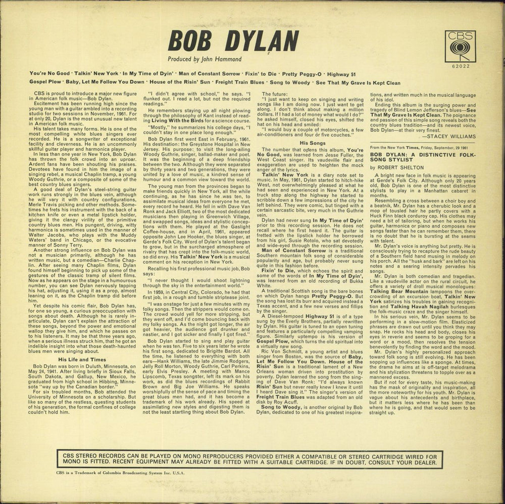 Bob Dylan Bob Dylan - Late 70s UK vinyl LP album (LP record)