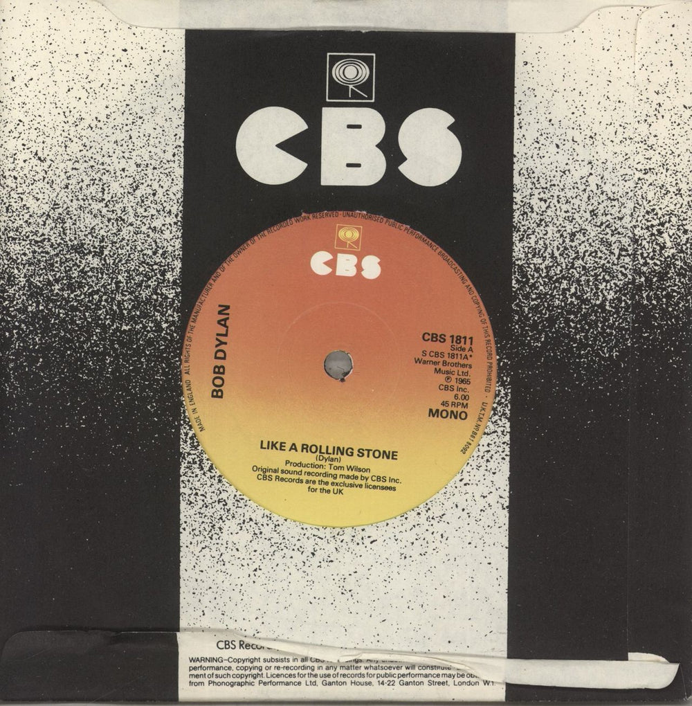 Bob Dylan Like A Rolling Stone UK 7" vinyl single (7 inch record / 45)