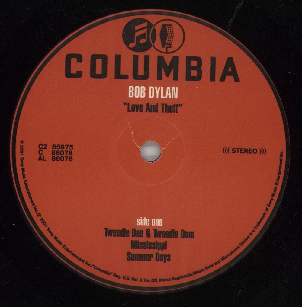 Bob Dylan Love And Theft - 1st US 2-LP vinyl record set (Double LP Album) DYL2LLO648648