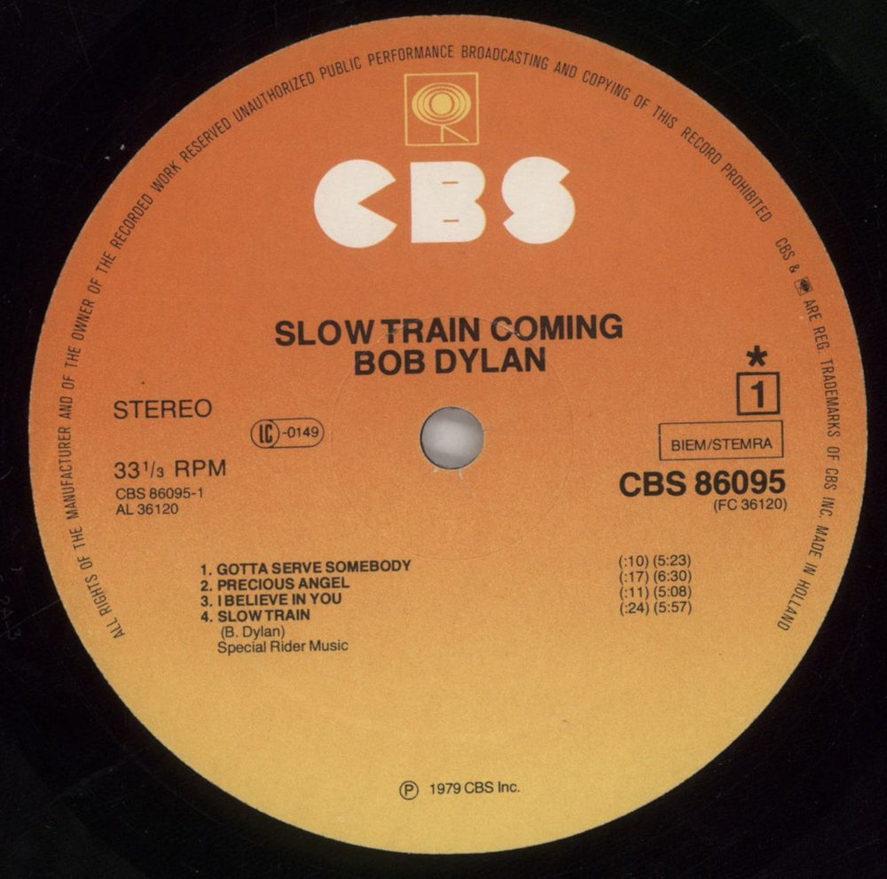 Bob Dylan Slow Train Coming Dutch vinyl LP album (LP record) DYLLPSL601211