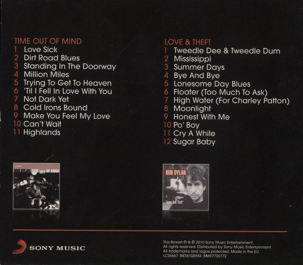 Bob Dylan Time Out Of Mind / Love And Theft Austrian 2 CD album set (Double CD) 886977261725