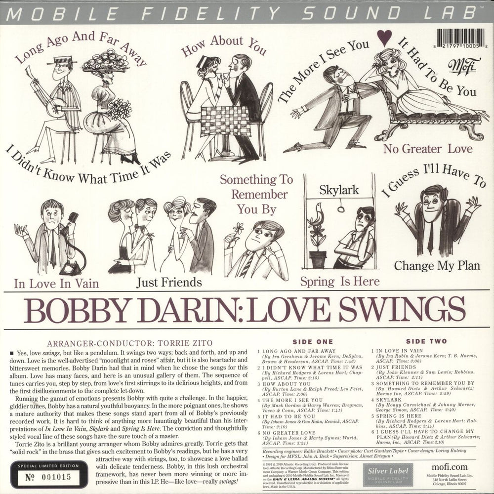 Bobby Darin Love Swings - 180gm Vinyl UK vinyl LP album (LP record) 821797100052