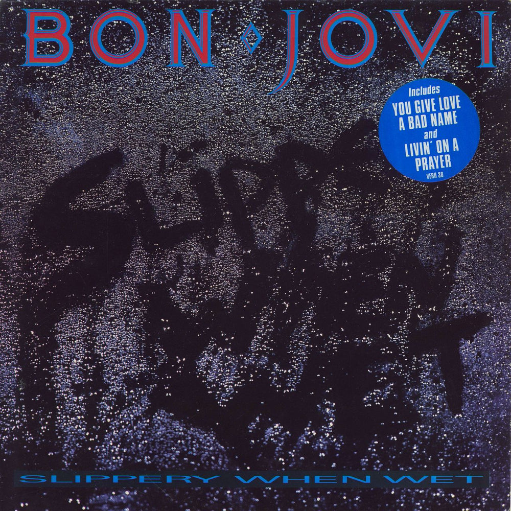 Bon Jovi Slippery When Wet - 2 Song Sticker - EX UK vinyl LP album (LP record) VERH38