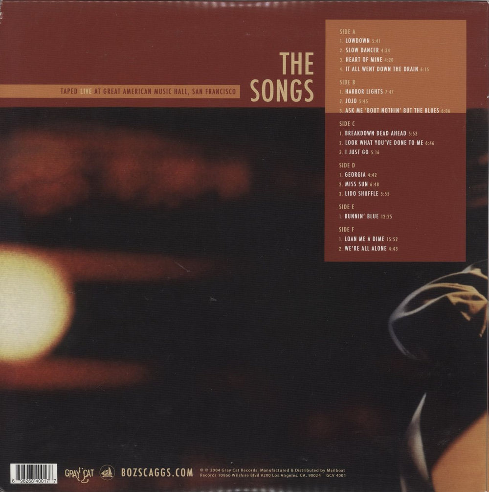 Boz Scaggs Greatest Hits Live - 180gm Vinyl US 3-LP vinyl record set (Triple LP Album) 698268400177