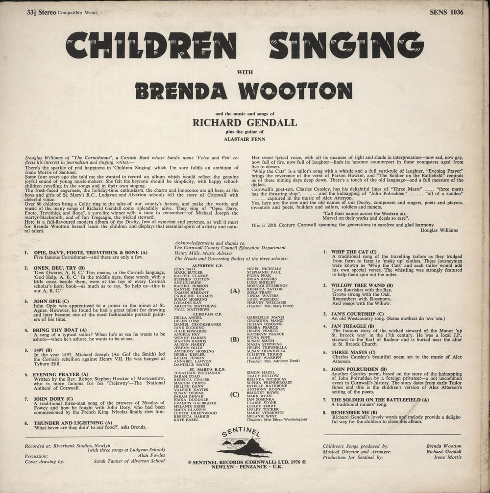 Brenda Wootton & Richard Gendall Children Singing UK vinyl LP album (LP record)