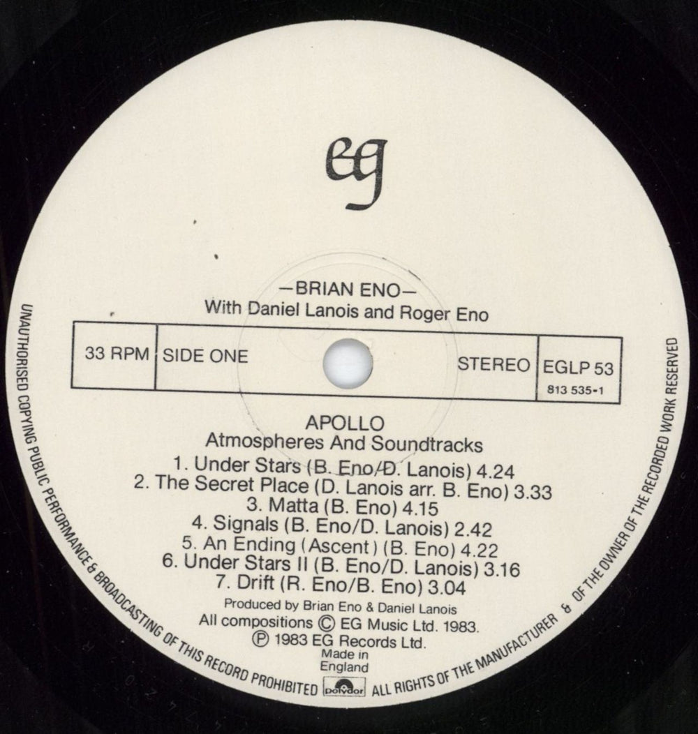 Brian Eno Apollo - 1st UK vinyl LP album (LP record) ENOLPAP792552