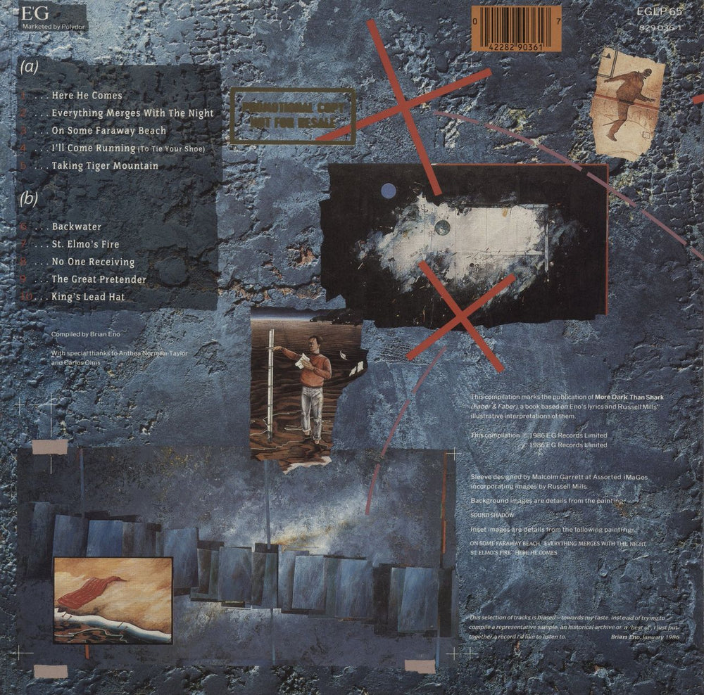 Brian Eno More Blank Than Frank + Print - Stickered - Gold Promo UK Promo vinyl LP album (LP record) 042282903617