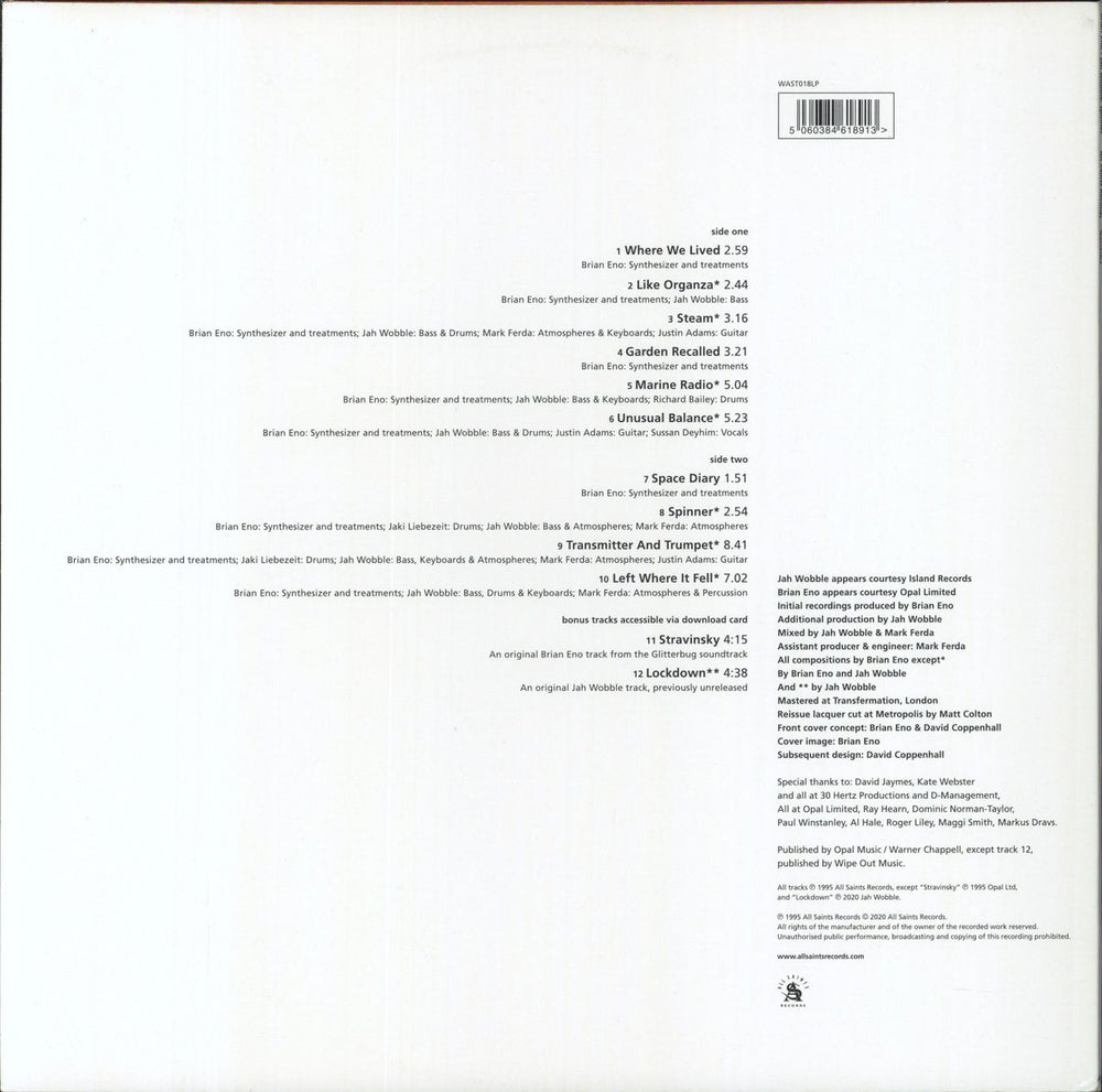 Brian Eno Spinner UK vinyl LP album (LP record) ENOLPSP849649