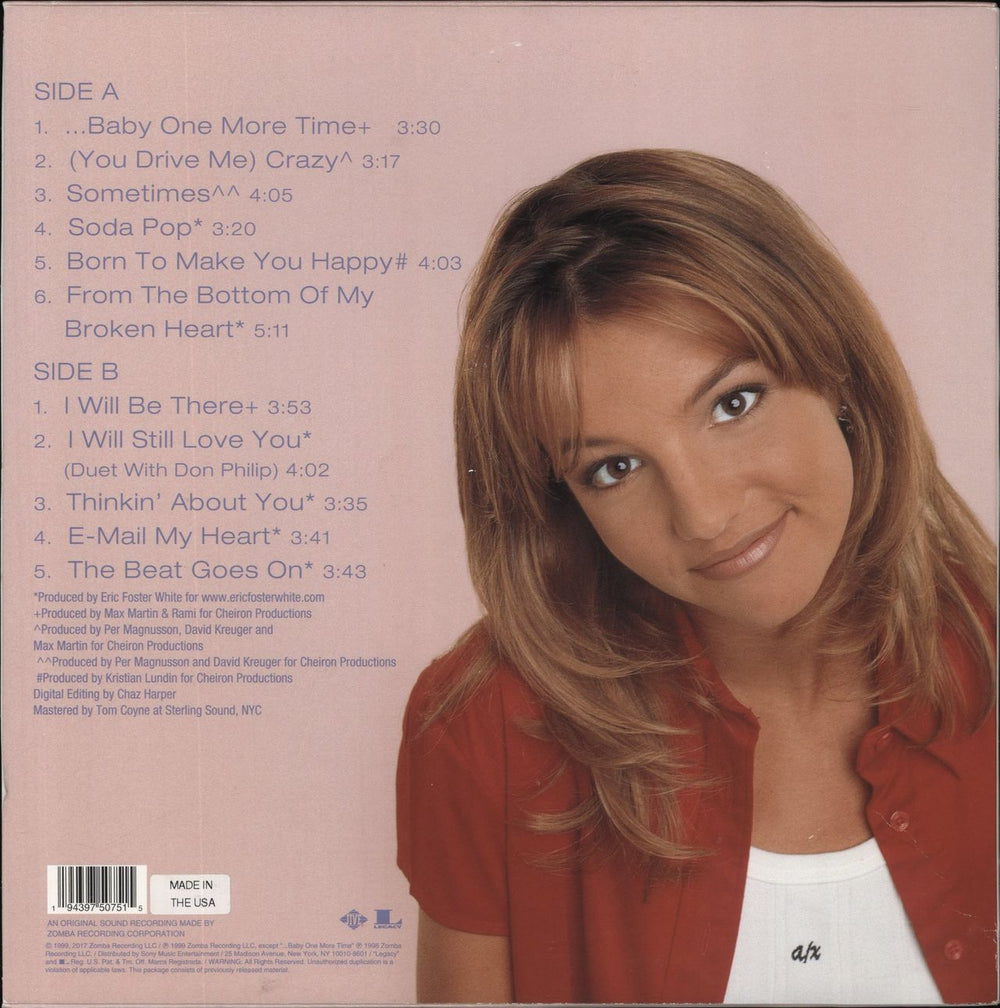 Britney Spears ...Baby One More Time - Clear With Pink Splatter Vinyl UK vinyl LP album (LP record) 194397507515