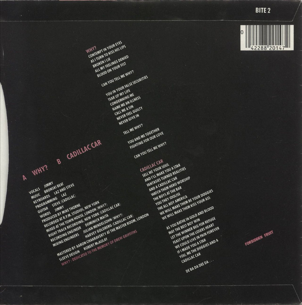 Bronski Beat Why? UK 7" vinyl single (7 inch record / 45) 042288201472