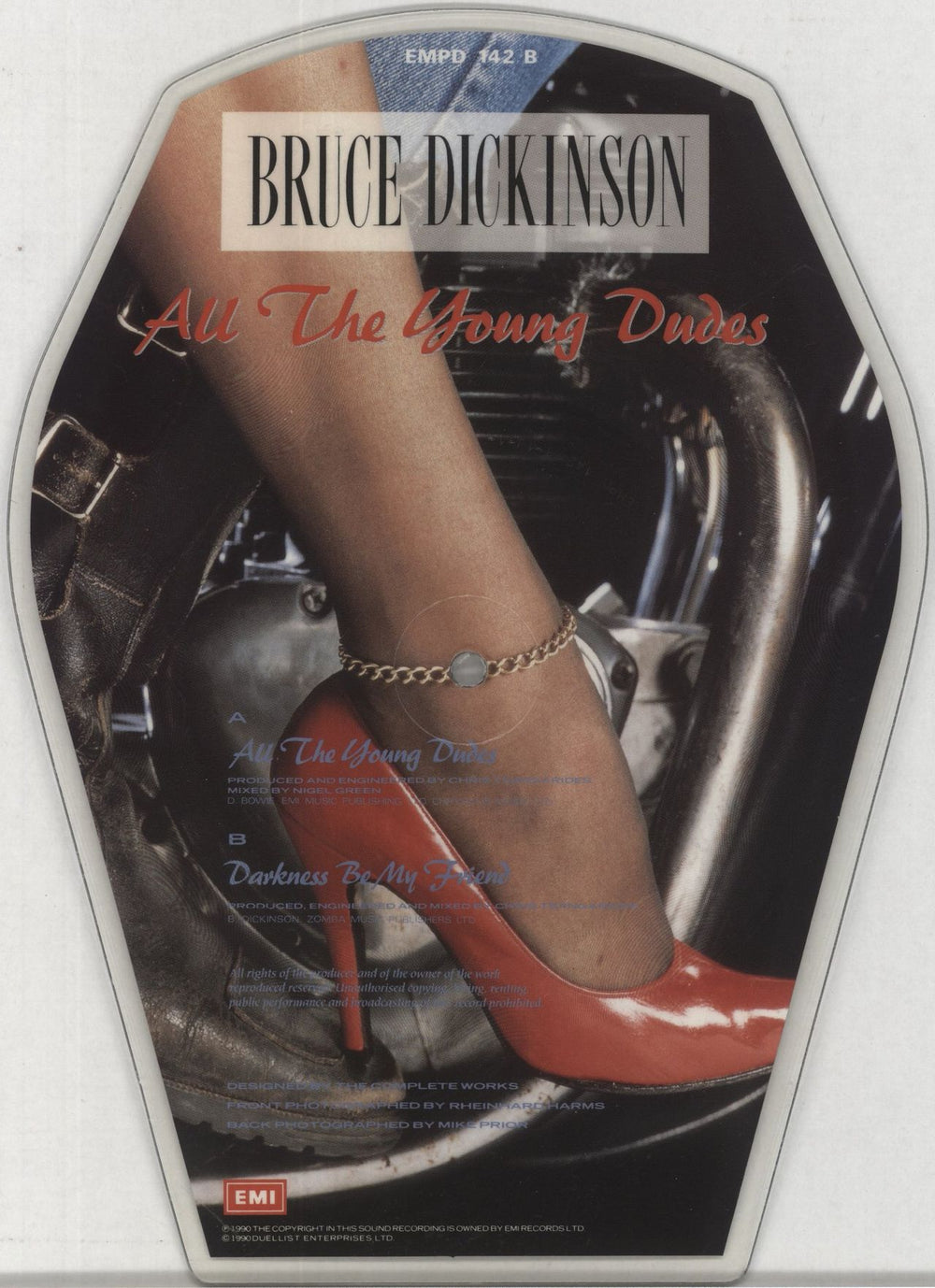 Bruce Dickinson All The Young Dudes + Back insert & Plinth UK shaped picture disc (picture disc vinyl record) 5099920391881