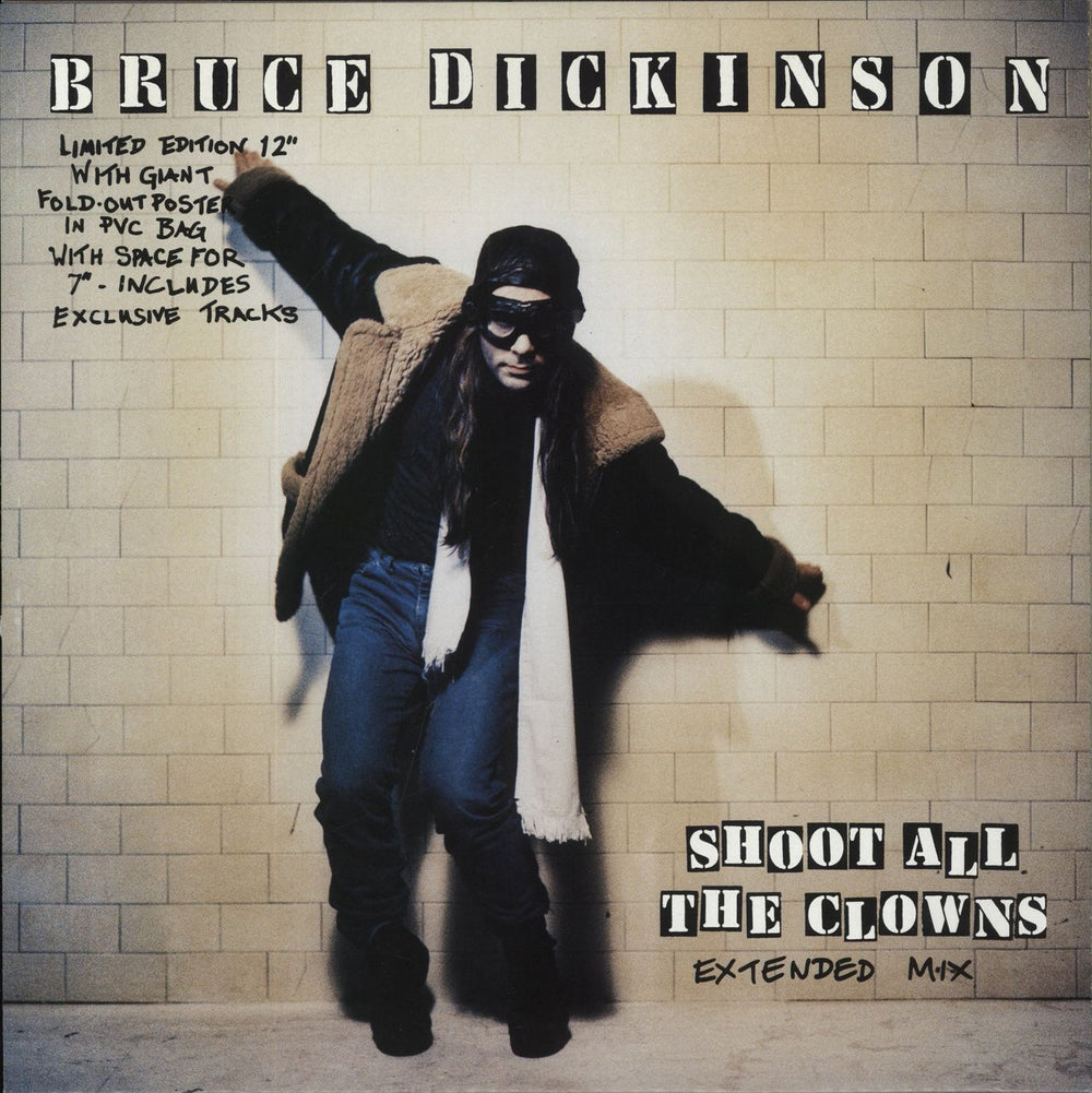 Bruce Dickinson Shoot All The Clowns 12" + Clear Vinyl 7" - EX UK 12" vinyl single (12 inch record / Maxi-single) 12EM341/EM341