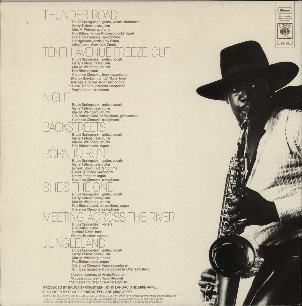 Bruce Springsteen Born To Run Irish vinyl LP album (LP record)