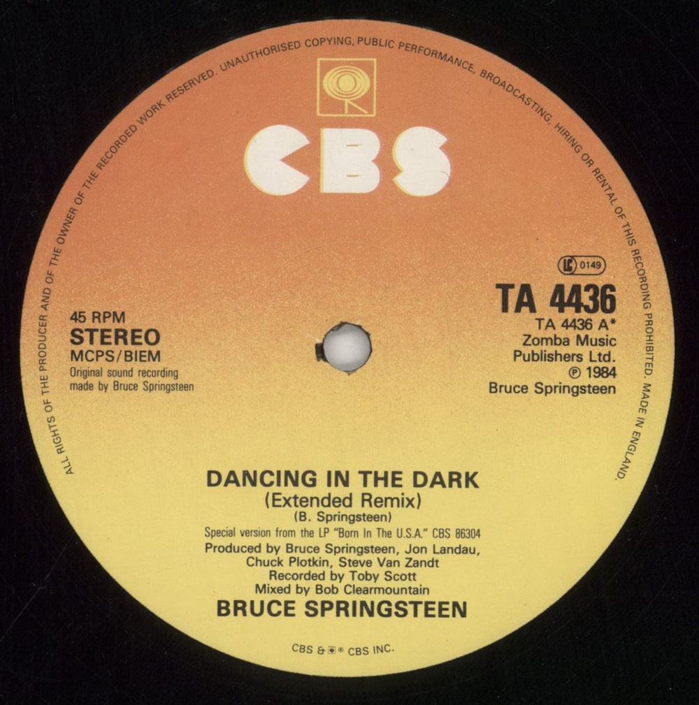 Bruce Springsteen Dancing In The Dark UK 12" vinyl single (12 inch record / Maxi-single) SPR12DA16288