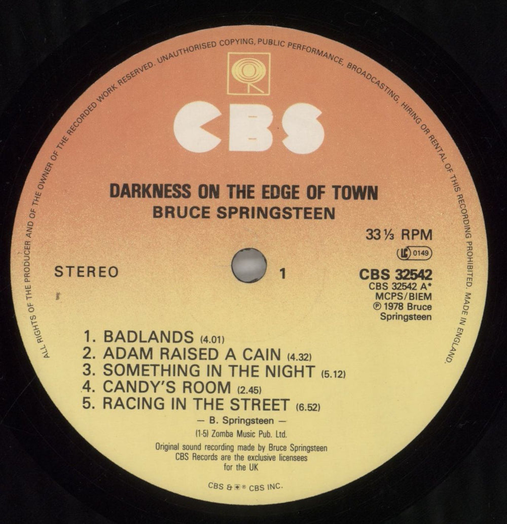 Bruce Springsteen Darkness On The Edge Of Town - 1st UK vinyl LP album (LP record) SPRLPDA547569