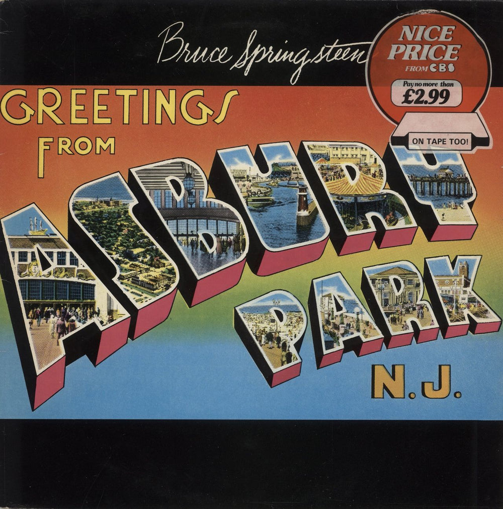 Bruce Springsteen Greetings From Asbury Park N.J. - Graduated + Insert + Hype-Sticker UK vinyl LP album (LP record) 32210