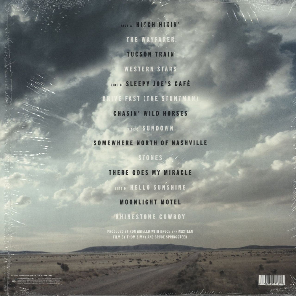 Bruce Springsteen Western Stars: Songs From The Film - Clear Vinyl w/Blue & White Marbling - Shrink US 2-LP vinyl record set (Double LP Album) 190759971017