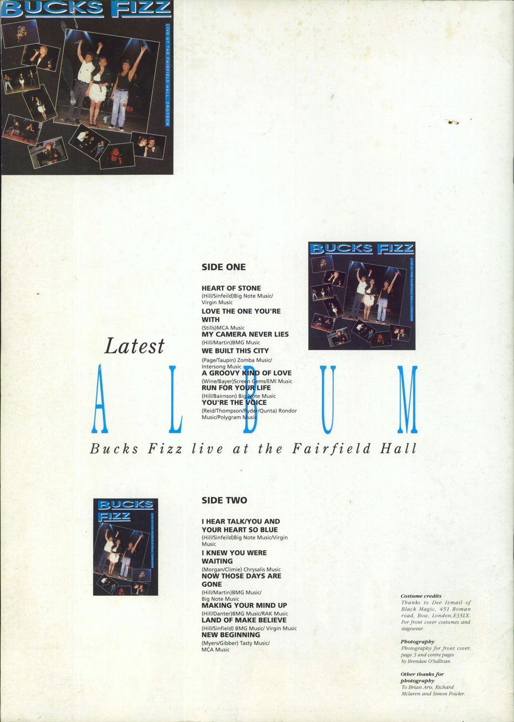 Bucks Fizz Ten Years On: The Anniversary 1981-1991 UK tour programme