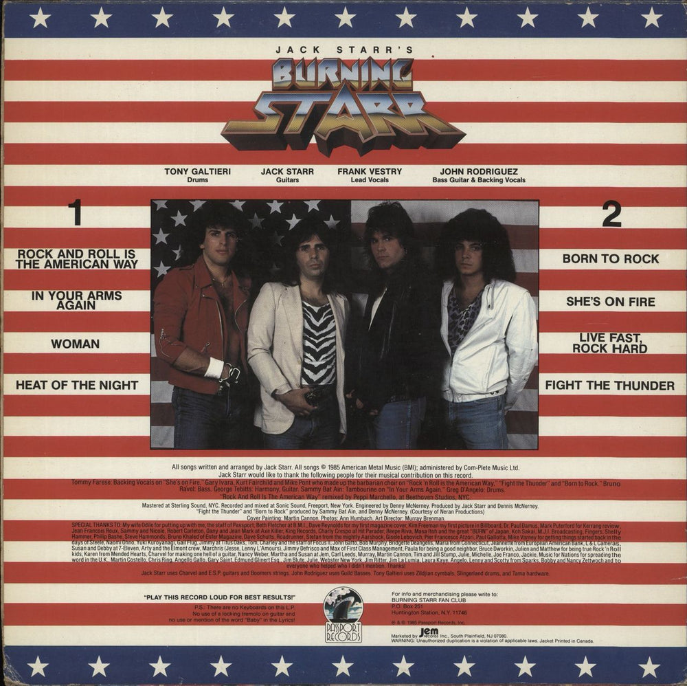 Burning Starr Rock The American Way US vinyl LP album (LP record)