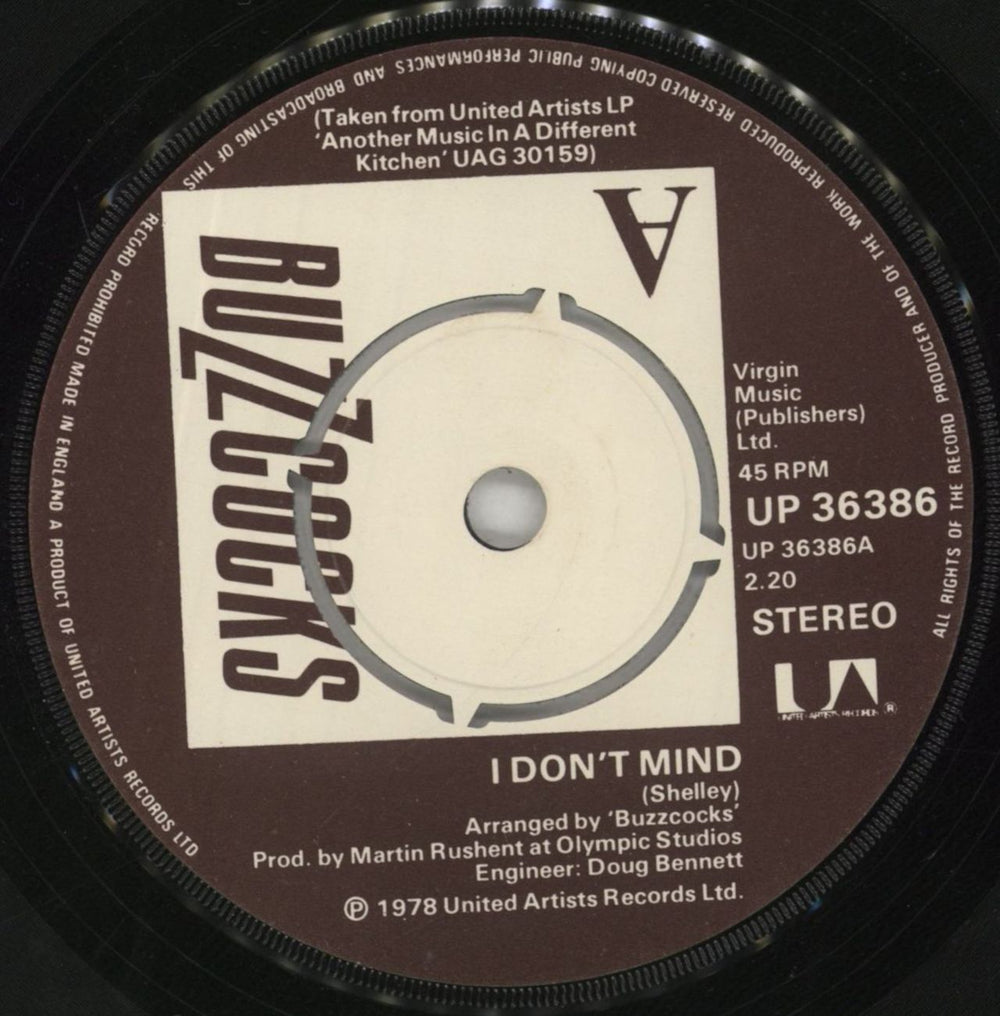 Buzzcocks I Don't Mind - EX UK 7" vinyl single (7 inch record / 45) BUZ07ID792358