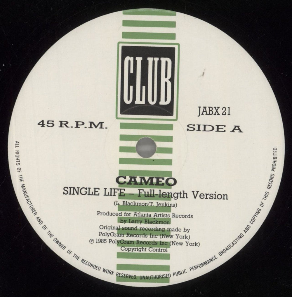 Cameo Single Life UK 12" vinyl single (12 inch record / Maxi-single) CMO12SI116065