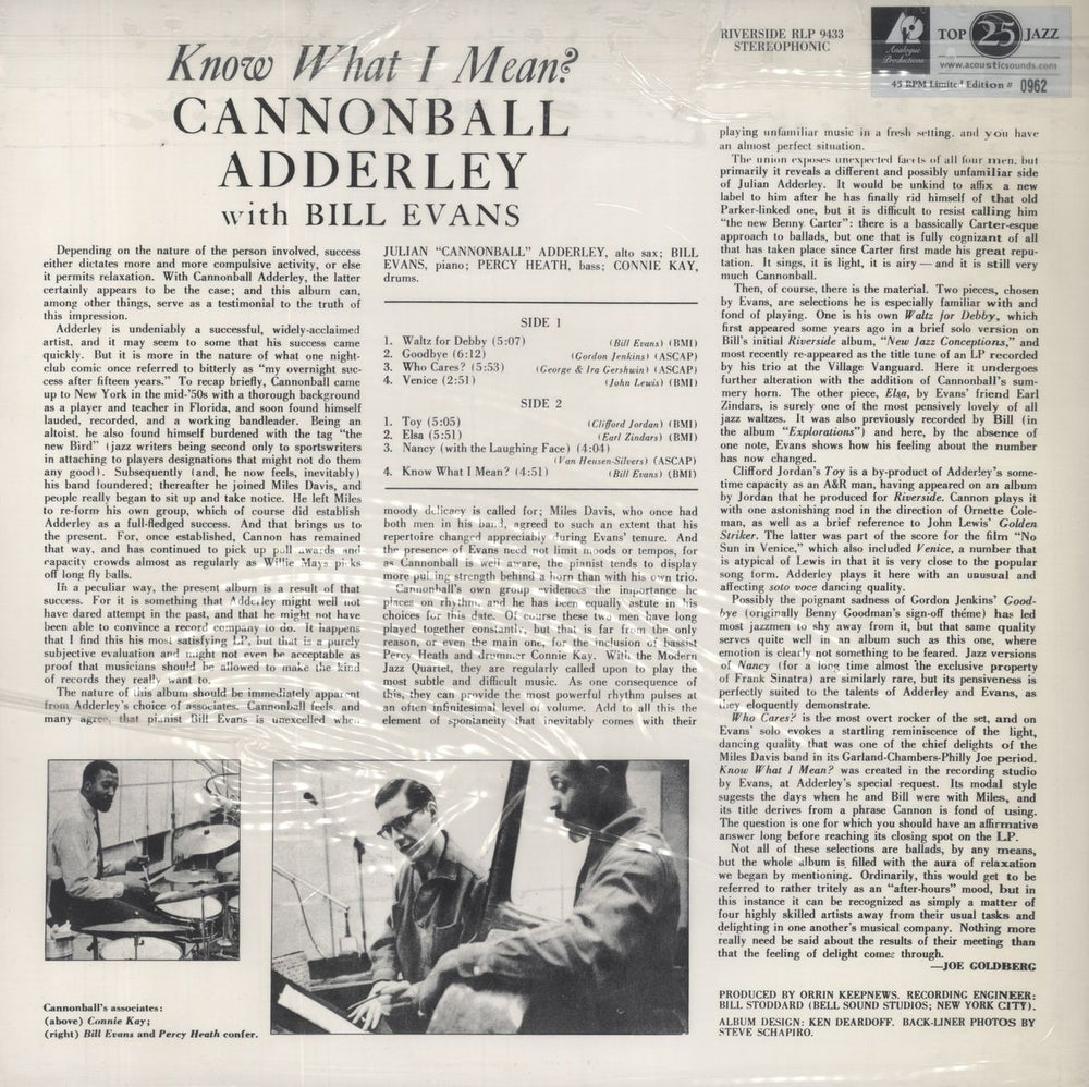 Cannonball Adderley Know What I Mean? - 45rpm 180gm - Sealed US 2-LP vinyl record set (Double LP Album)