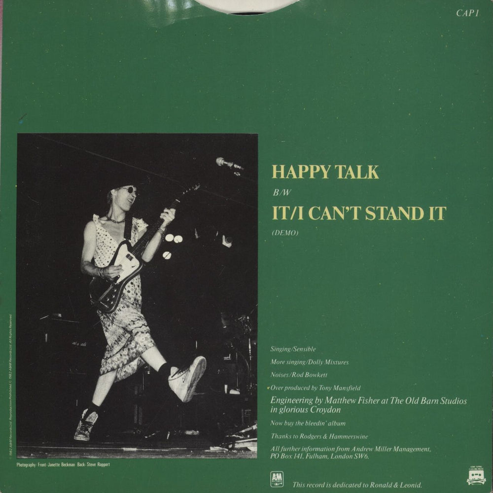 Captain Sensible Happy Talk - P/S UK 7" vinyl single (7 inch record / 45)