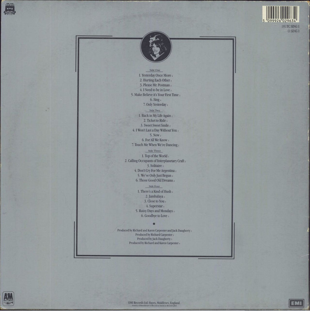 Carpenters Yesterday Once More-VG UK 2-LP vinyl record set (Double LP Album) 9781862000407