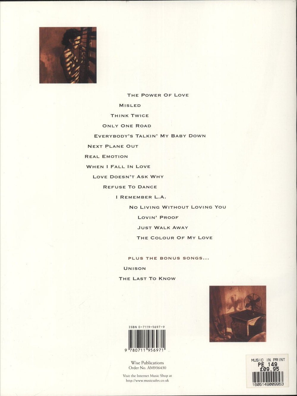 Celine Dion The Colour Of My Love Songbook UK book 9780711956971