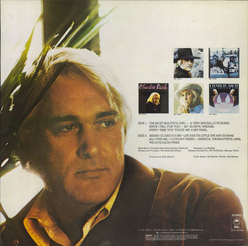 Charlie Rich Greatest Hits UK vinyl LP album (LP record)