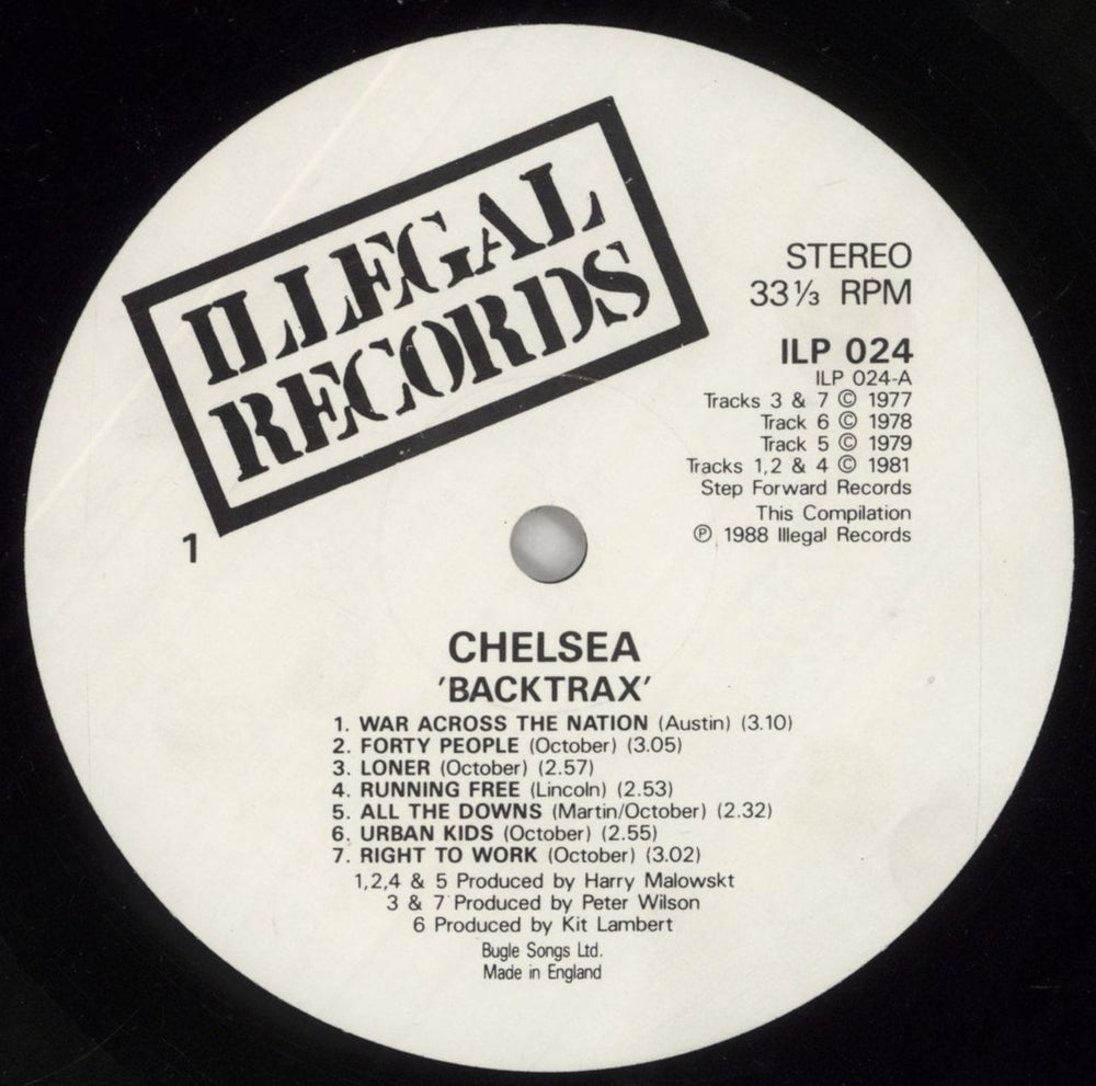 Chelsea Back Trax UK vinyl LP album (LP record) CSALPBA860425